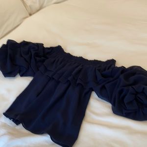 Misa off shoulder top. Navy xs